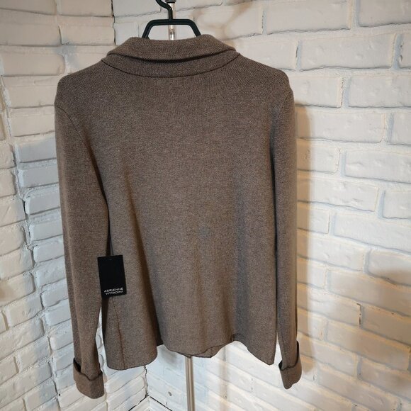 NWT Adrienne Vittadini Ladies Size Large Brown Straight Fit Knit Blazer - Picture 2 of 14